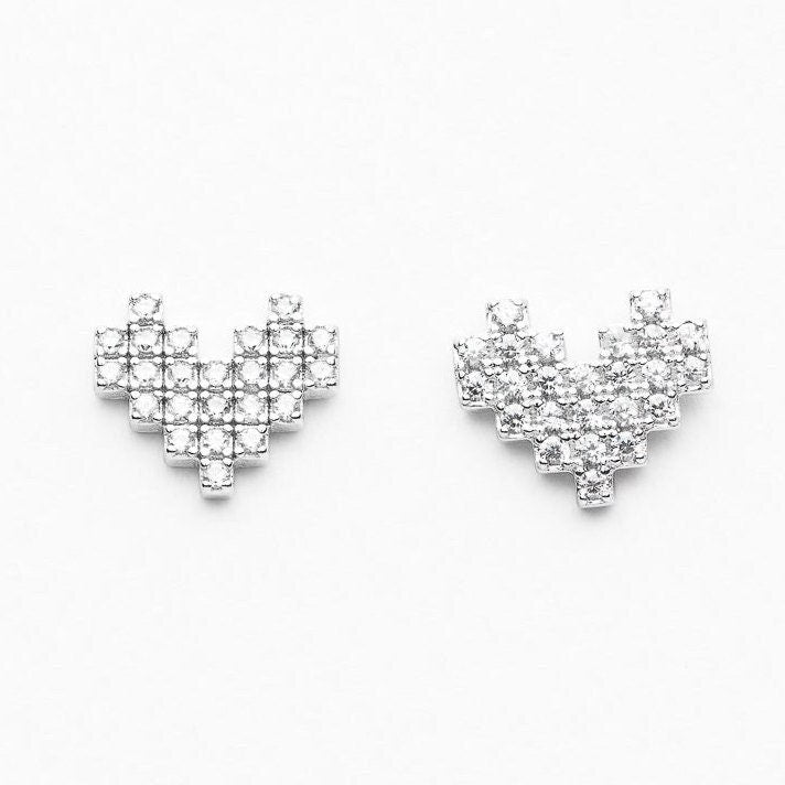 Exquisite rhodium plated cz stud earrings in 925 sterling silver