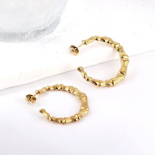 18k plating big gold earrings, chunky gold hoop, gold hoops earrings,women earrings,big hoop earrings,gifts for women/mom, stainless steel