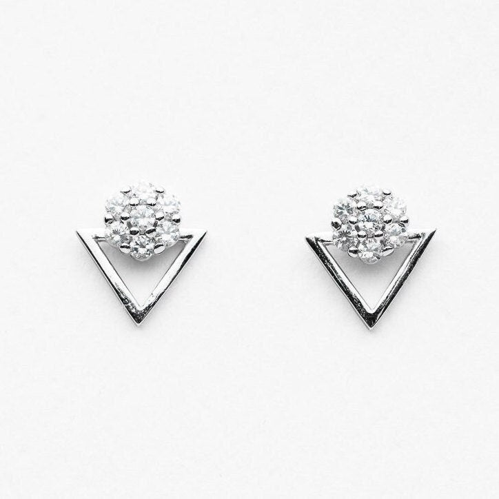 925 sterling silver cubic zirconia rhodium plated stud earrings