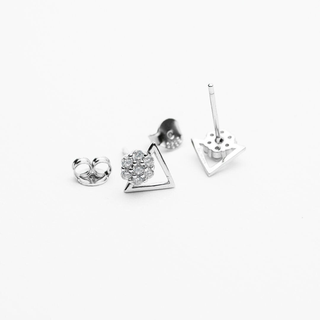 925 sterling silver cubic zirconia rhodium plated stud earrings