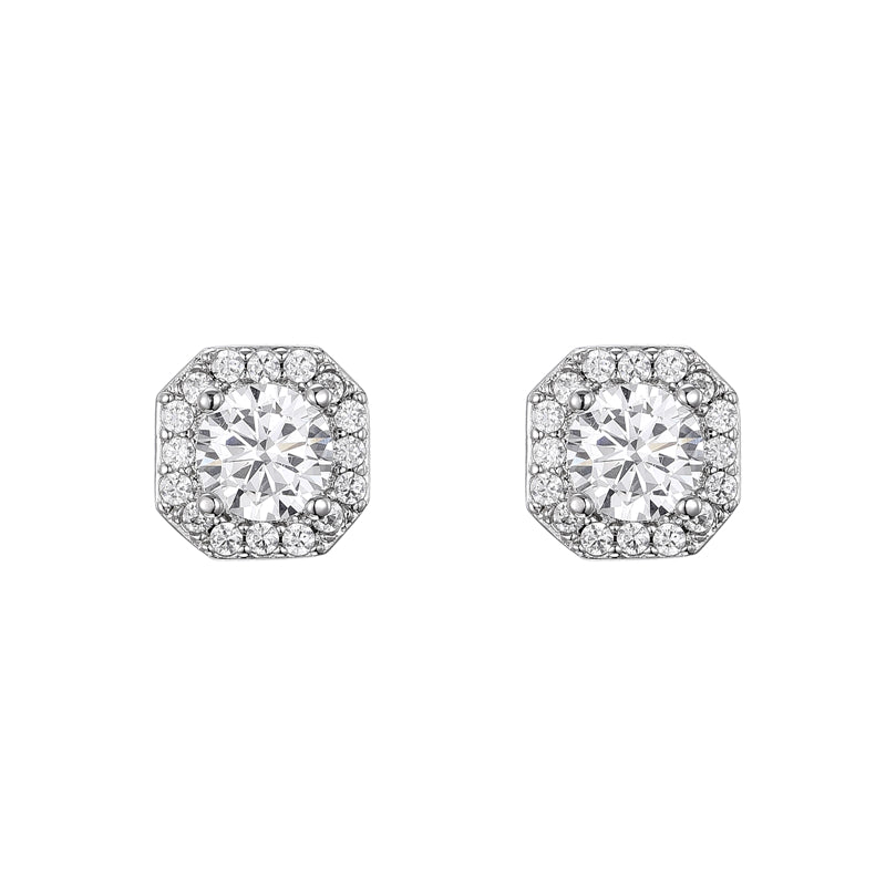 Micro Clustered Stone Earrings In White Gold 925 Silver Needle Stud Earrings Iced Out CZ Stones For Women Jewelry