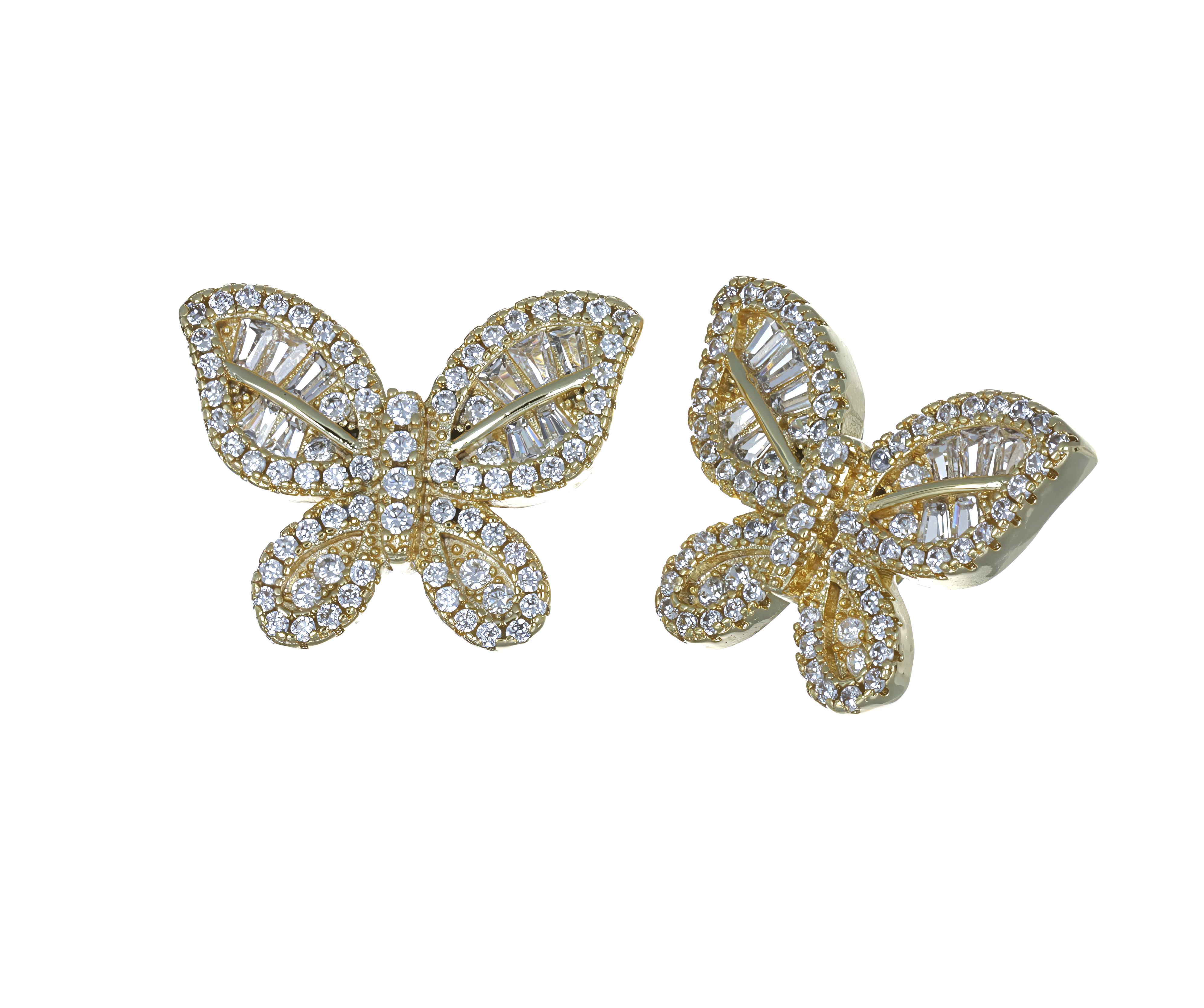 Chunky Butterfly Baguette Cubic Zircon Stud Earrings For Women Jewelry