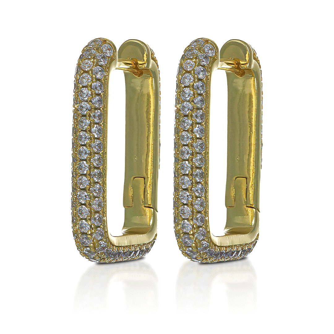 Stylish Gold Rhodium Huggies Hoop Earrings Cubic zirconia for Women or Men