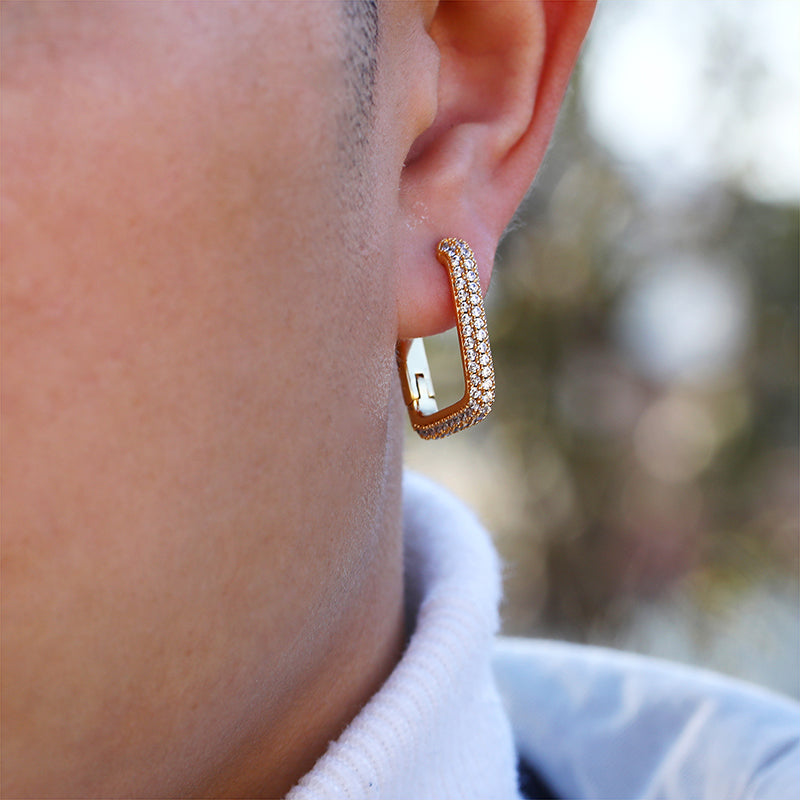 Stylish Gold Rhodium Huggies Hoop Earrings Cubic zirconia for Women or Men