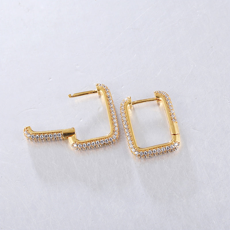 Stylish Gold Rhodium Huggies Hoop Earrings Cubic zirconia for Women or Men