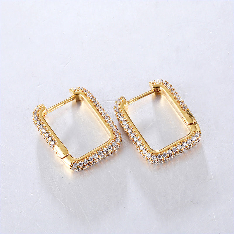Stylish Gold Rhodium Huggies Hoop Earrings Cubic zirconia for Women or Men