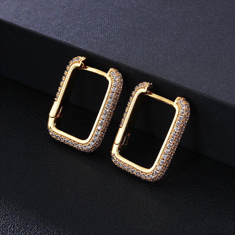 Stylish Gold Rhodium Huggies Hoop Earrings Cubic zirconia for Women or Men