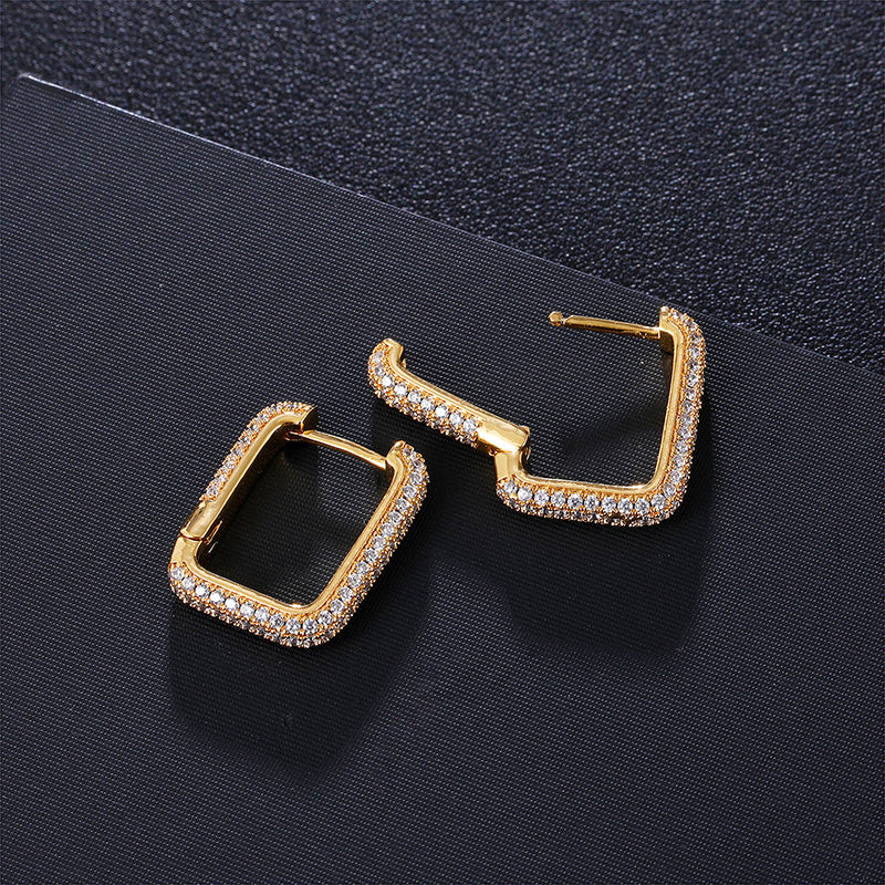 Stylish Gold Rhodium Huggies Hoop Earrings Cubic zirconia for Women or Men