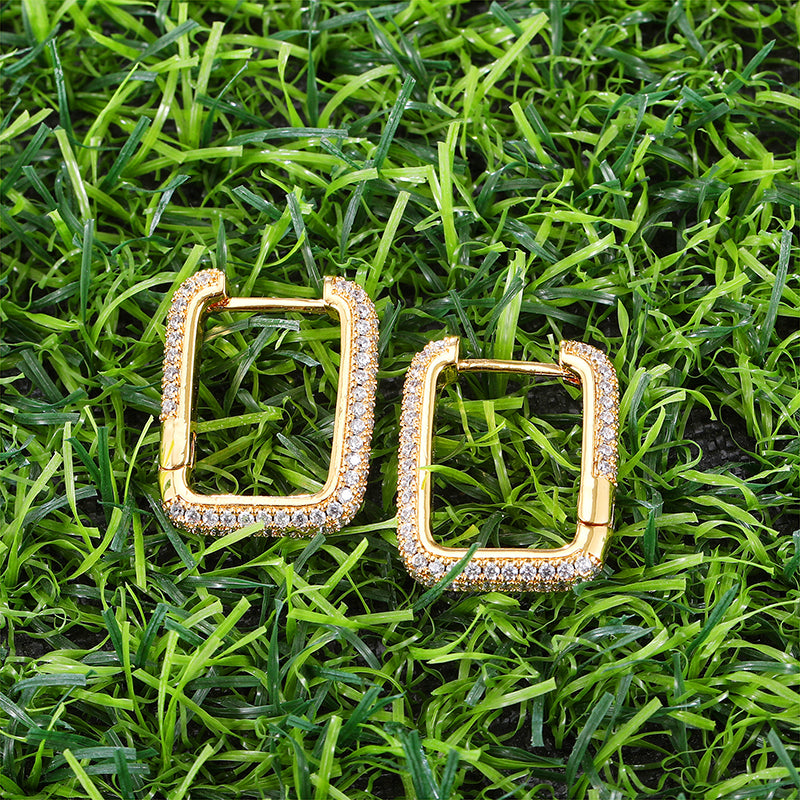 Stylish Gold Rhodium Huggies Hoop Earrings Cubic zirconia for Women or Men