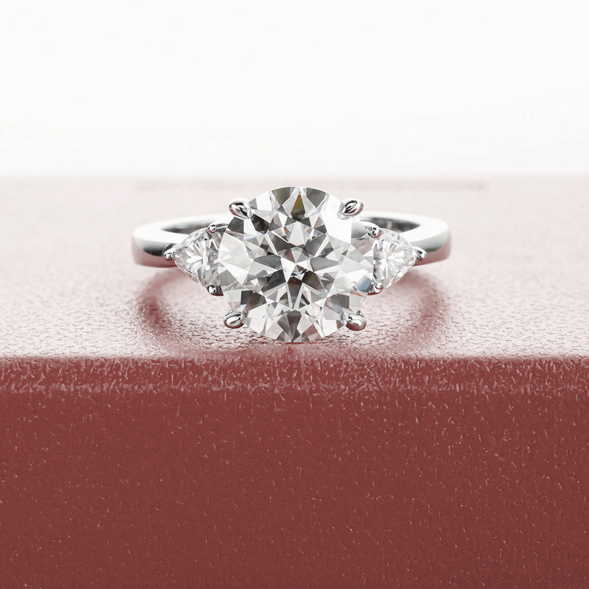 Moissanite Three Stone Engagement Ring With Thick Solid 925 Sterling Silver Band