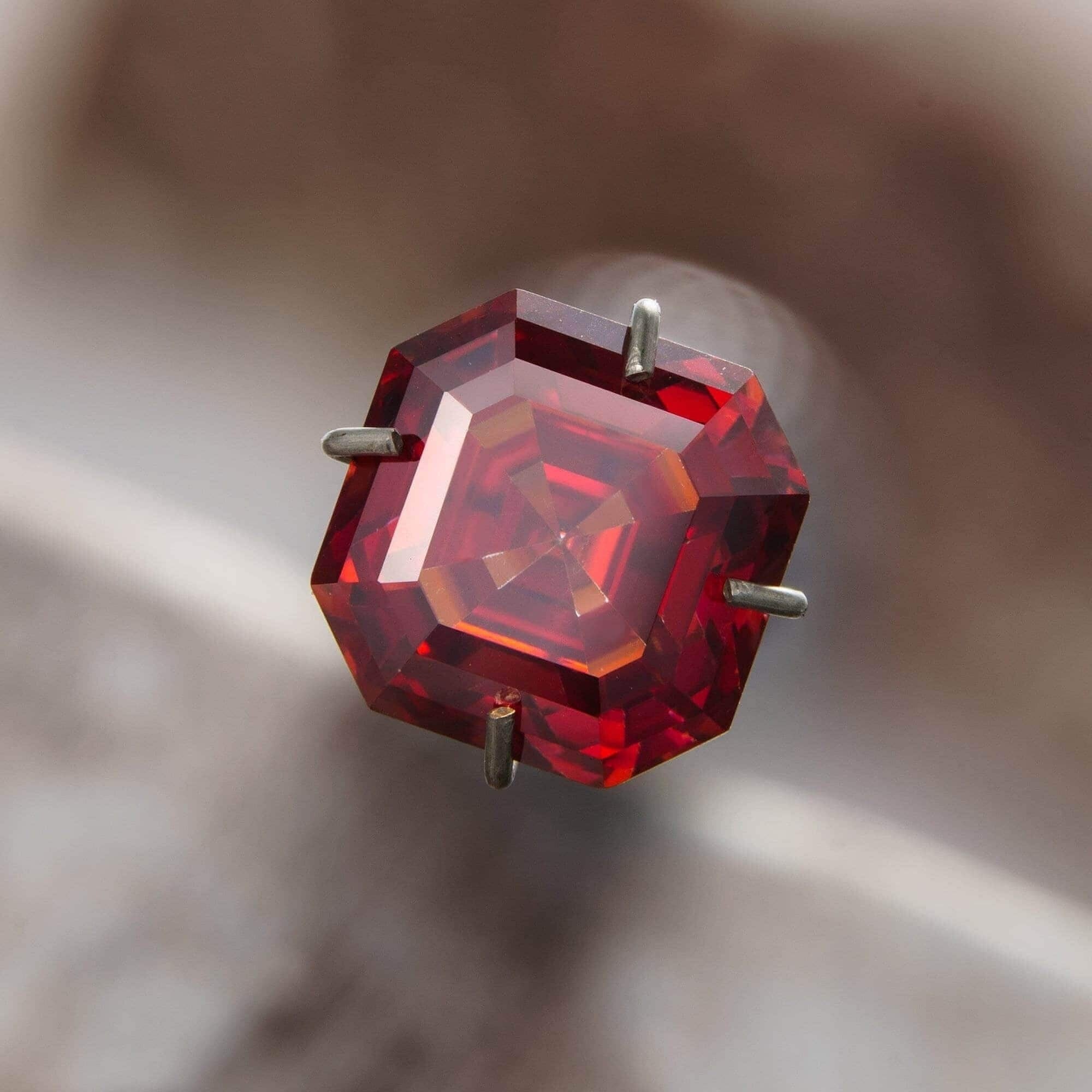 Moissanite 7mm 2ct garnet red gra certified ascher square cut