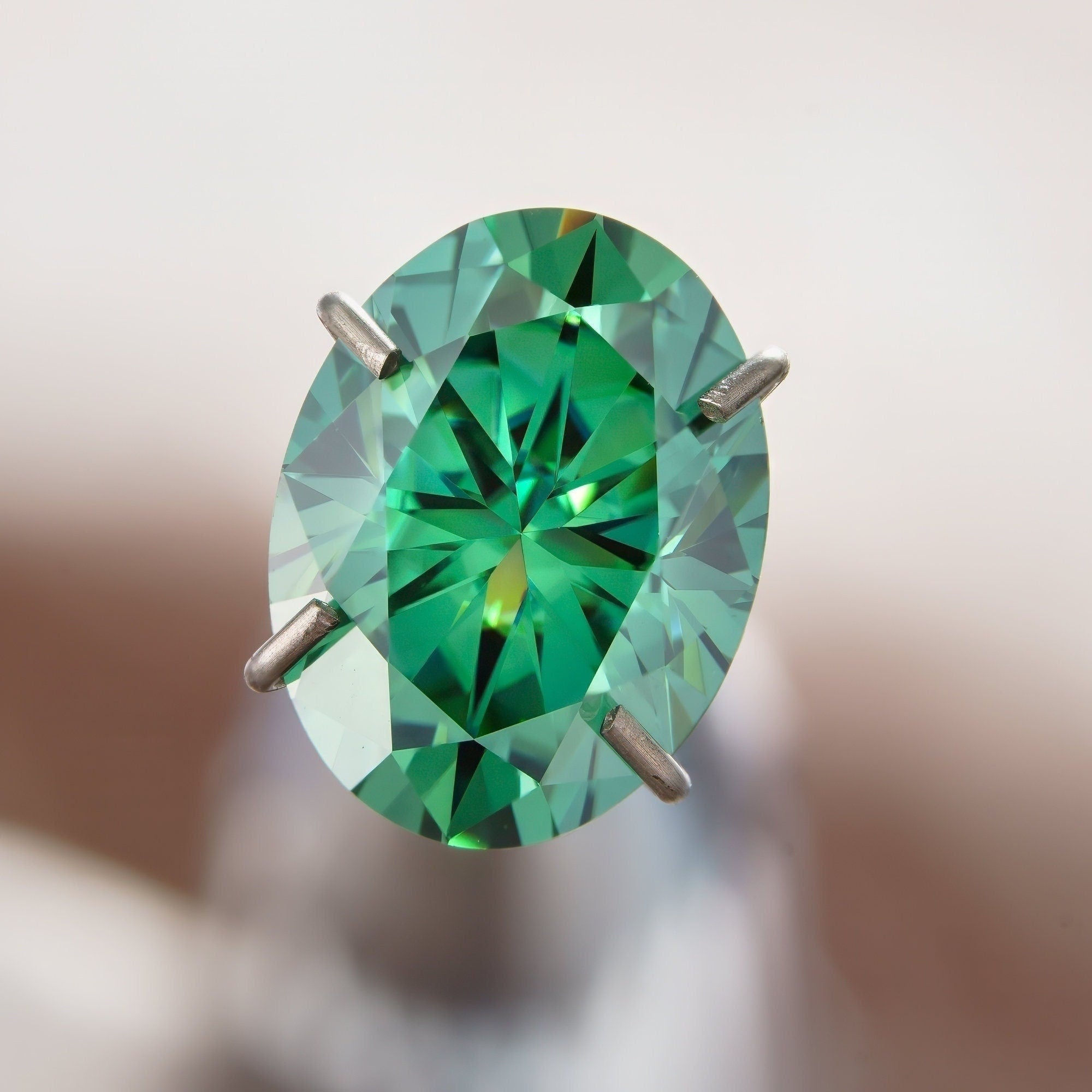 Oval cut loose moissanite certified vvs1 gra, vivid green moissanite gemstone, colored moissanite, raw moissanite