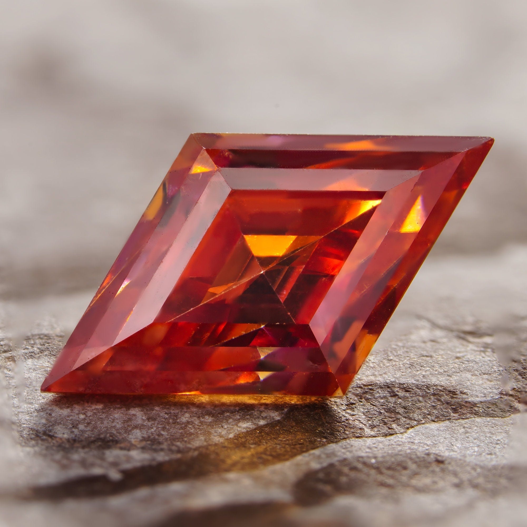 7x12mm 2ct loose moissanite certified vvs1 orange red rhombus lozenge cut gra