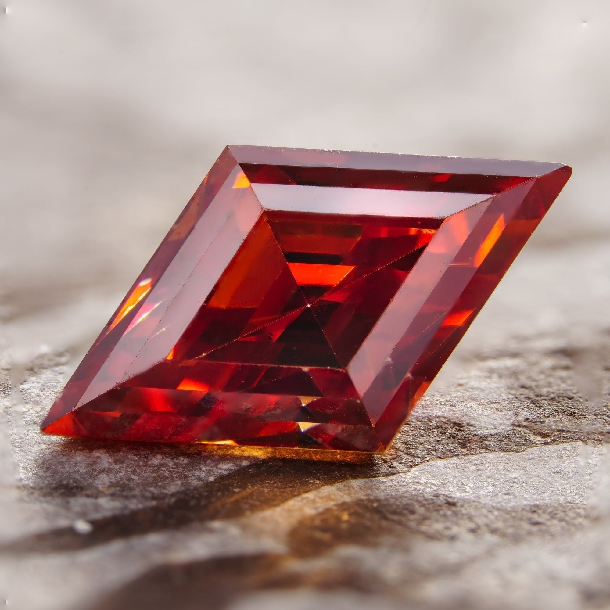 moissanite 7x12mm 2ct certified vvs1 garnet red rhombus lozenge cut gra