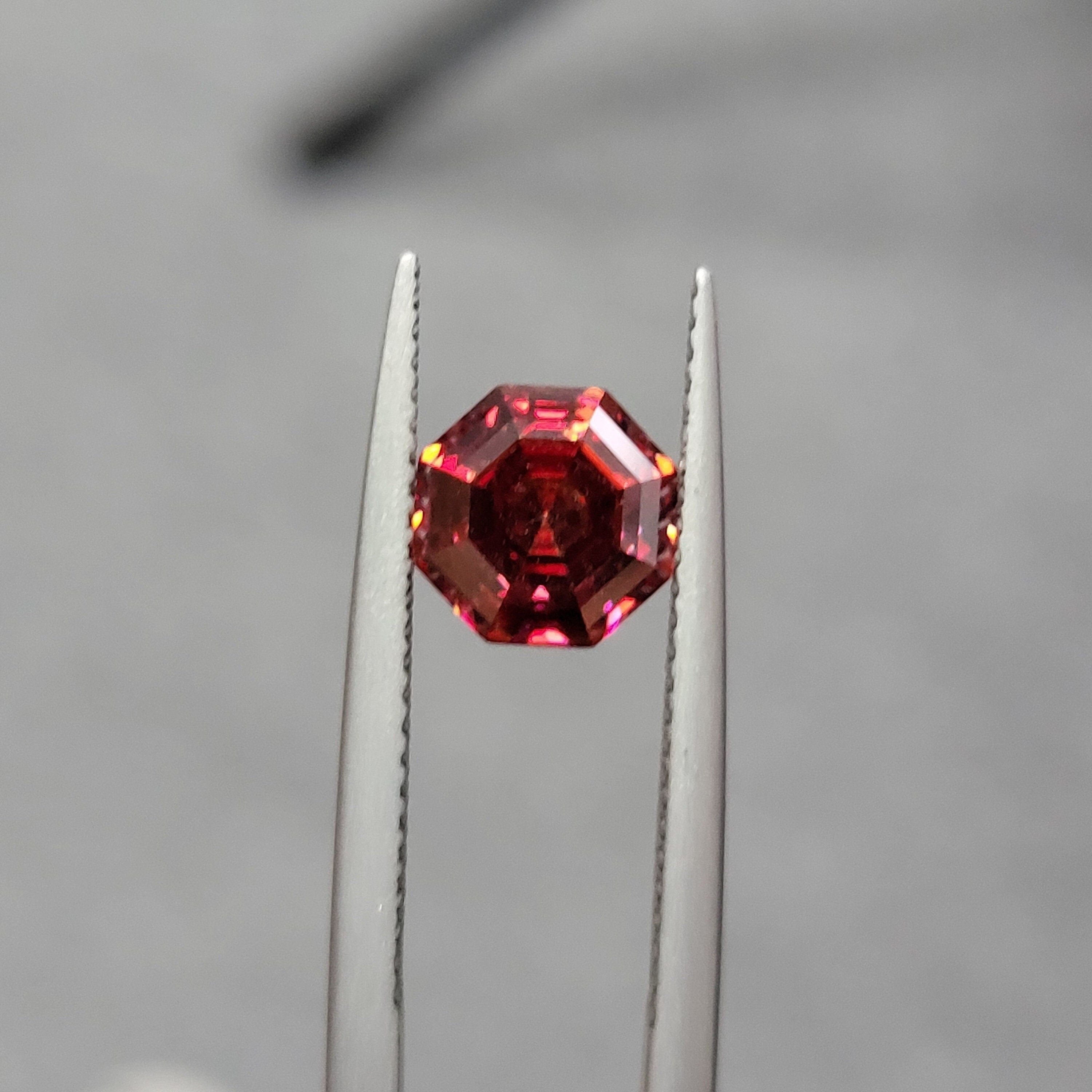 7mm 2ct moissanite certified vvs1 red garnet octagon cut gra gemstone
