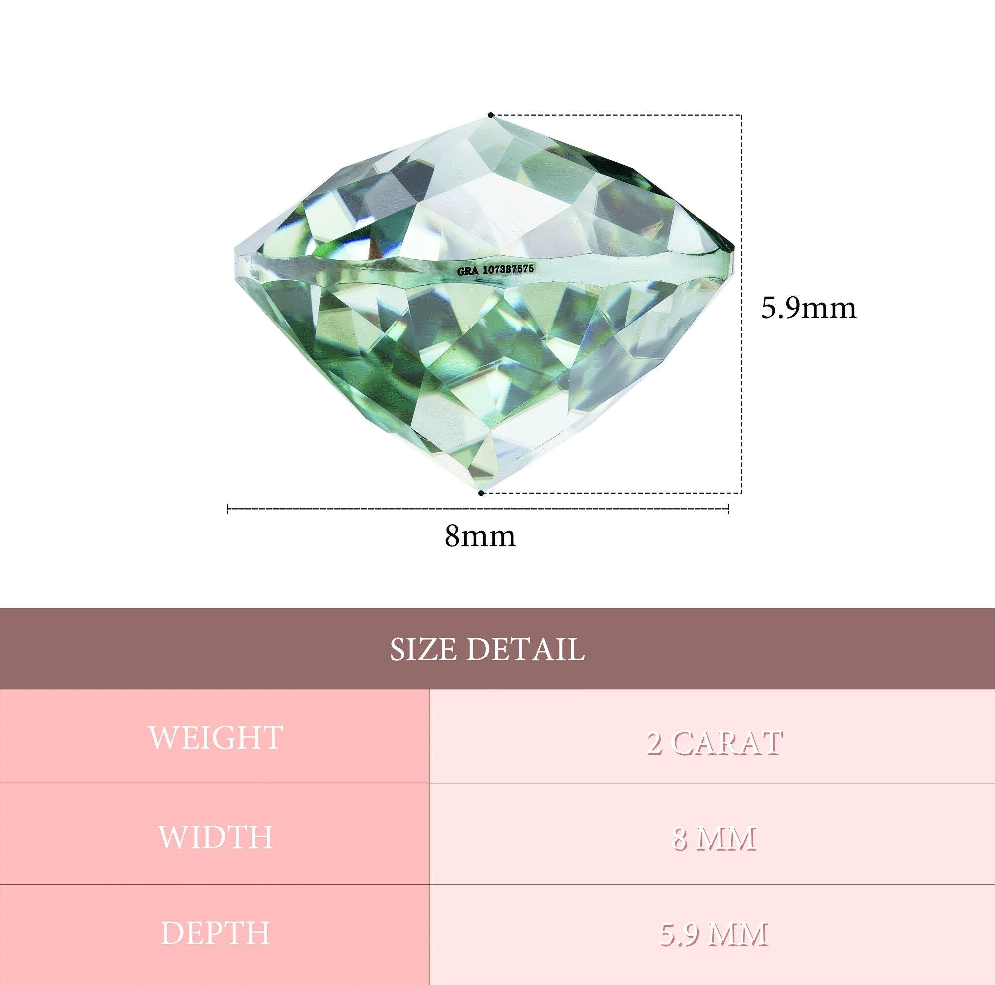 Moissanite sea blue color certified 2ct imperial round cut gemstone (8mm) - unique gra certified jewelry find