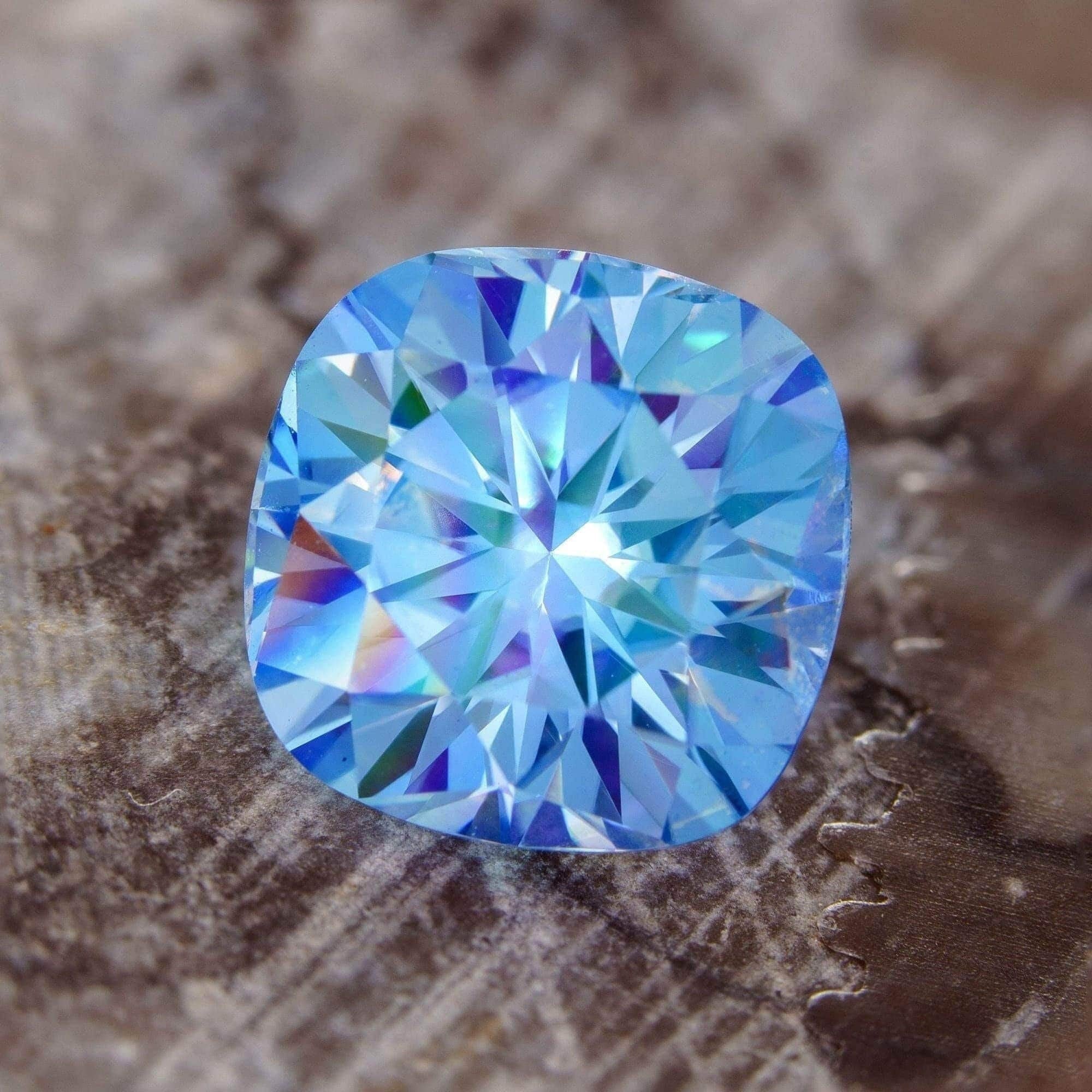 Klein Blue Moissanite | VVS1 GRA Certified | Cushion Cut Loose Gemstone