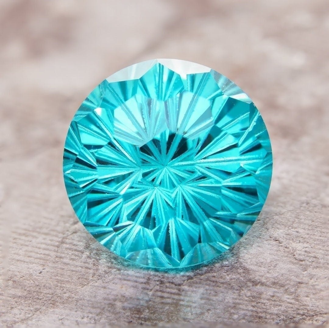 Loose 10mm aqua blue fantasy round cut cubic zirconia