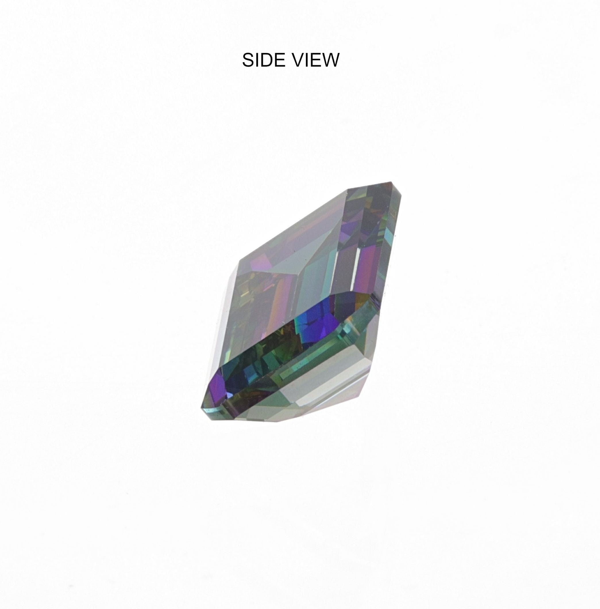 Cubic zirconia 10x14mm aaa grade emerald cut rainbow green - brilliantly clean and perfect for crafting