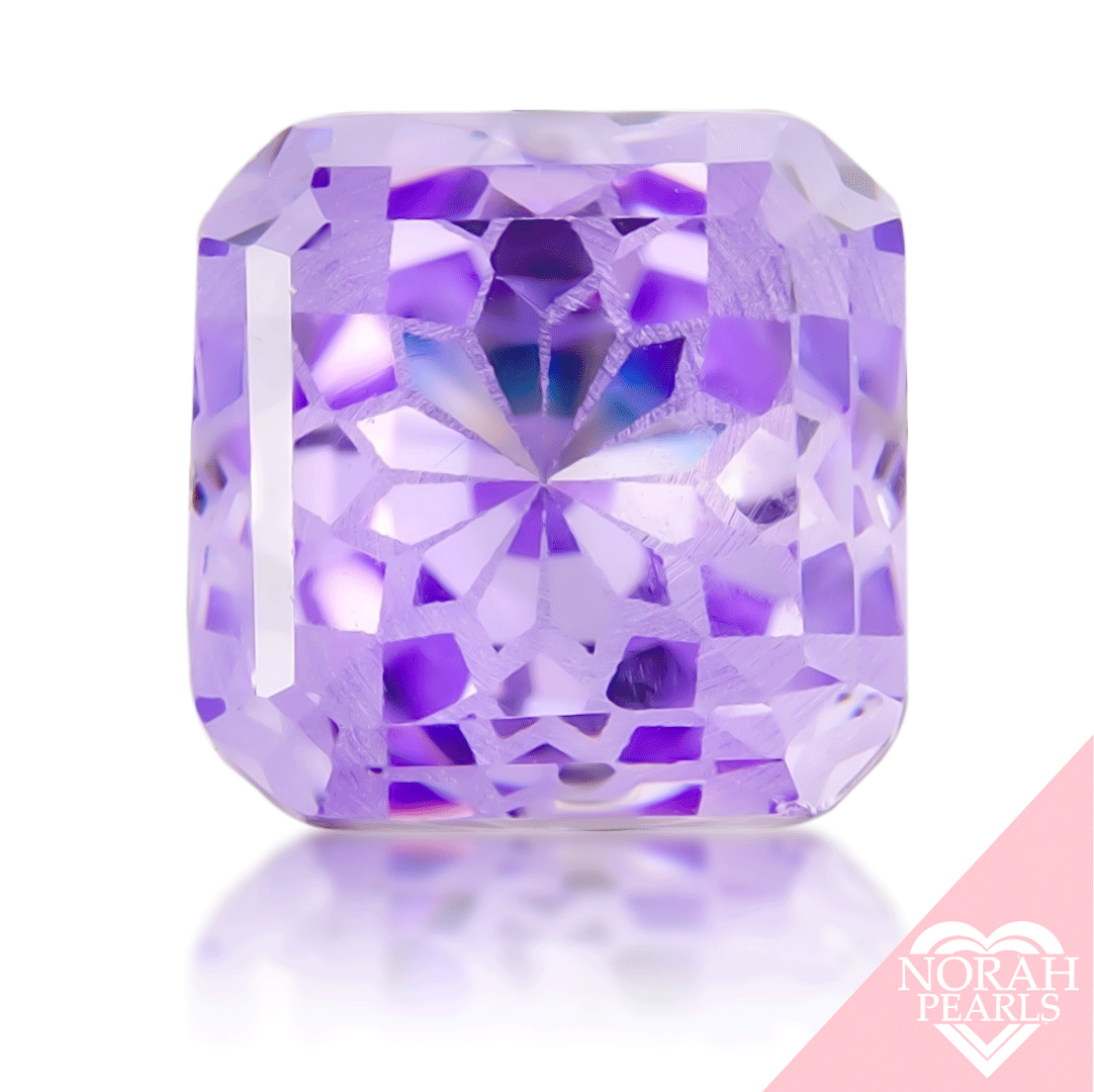 8mm loose cubic zirconia purple square fantasy ascher cut