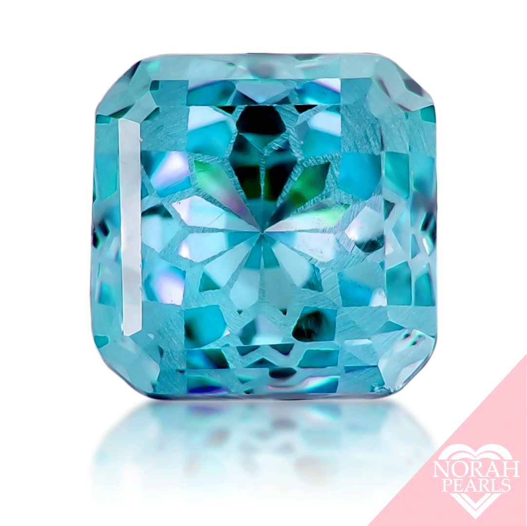 8mm ascher loose cubic zirconia fantasy square cut aqua blue color