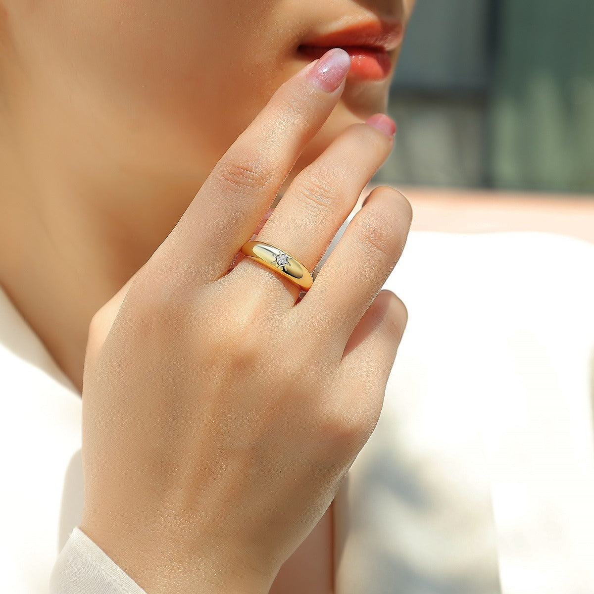 Celestial Star Moissanite Gold Ring