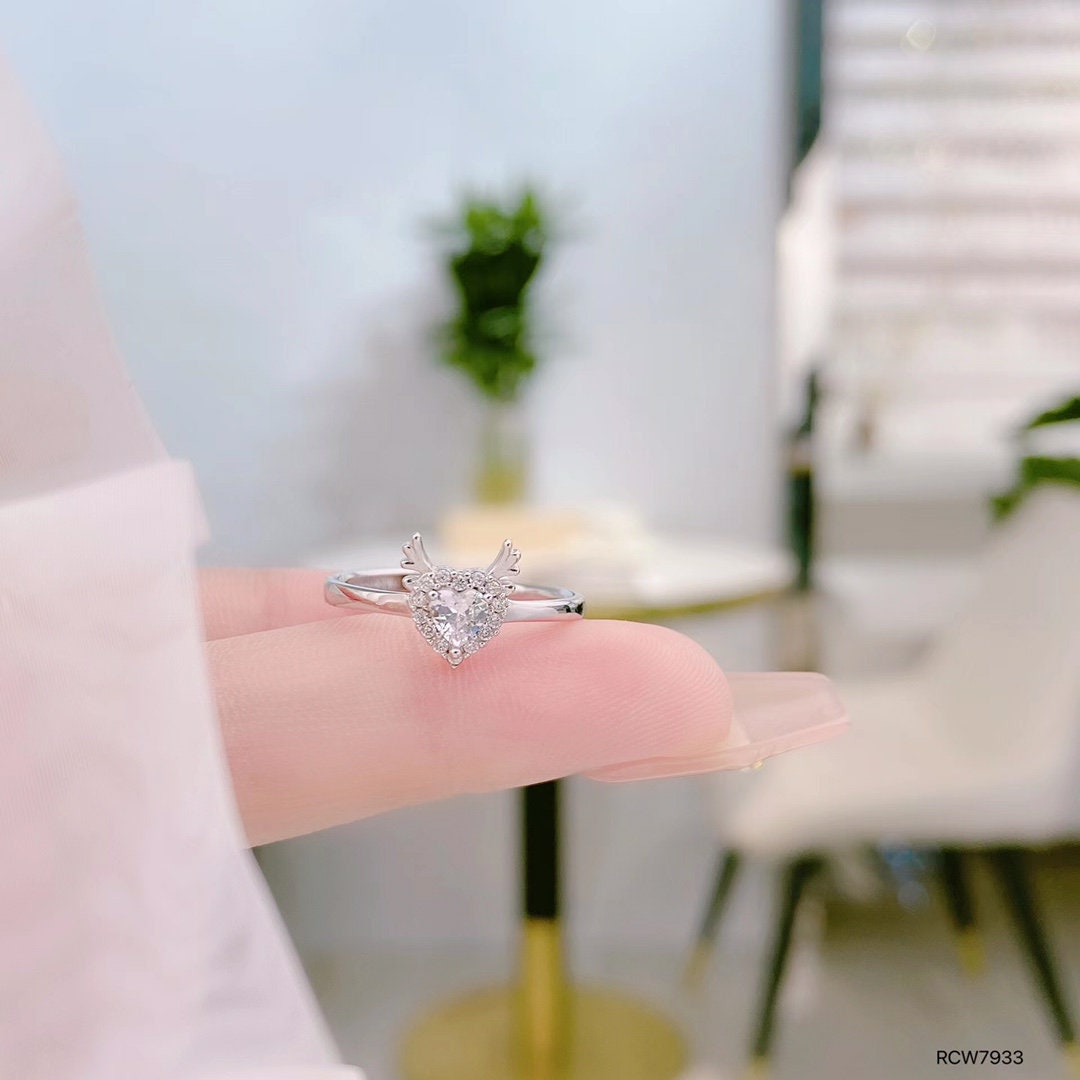 925 sterling silver ring, Rhodium Plating, cubic zircon, freeform, adjustable, open ring jewelry.