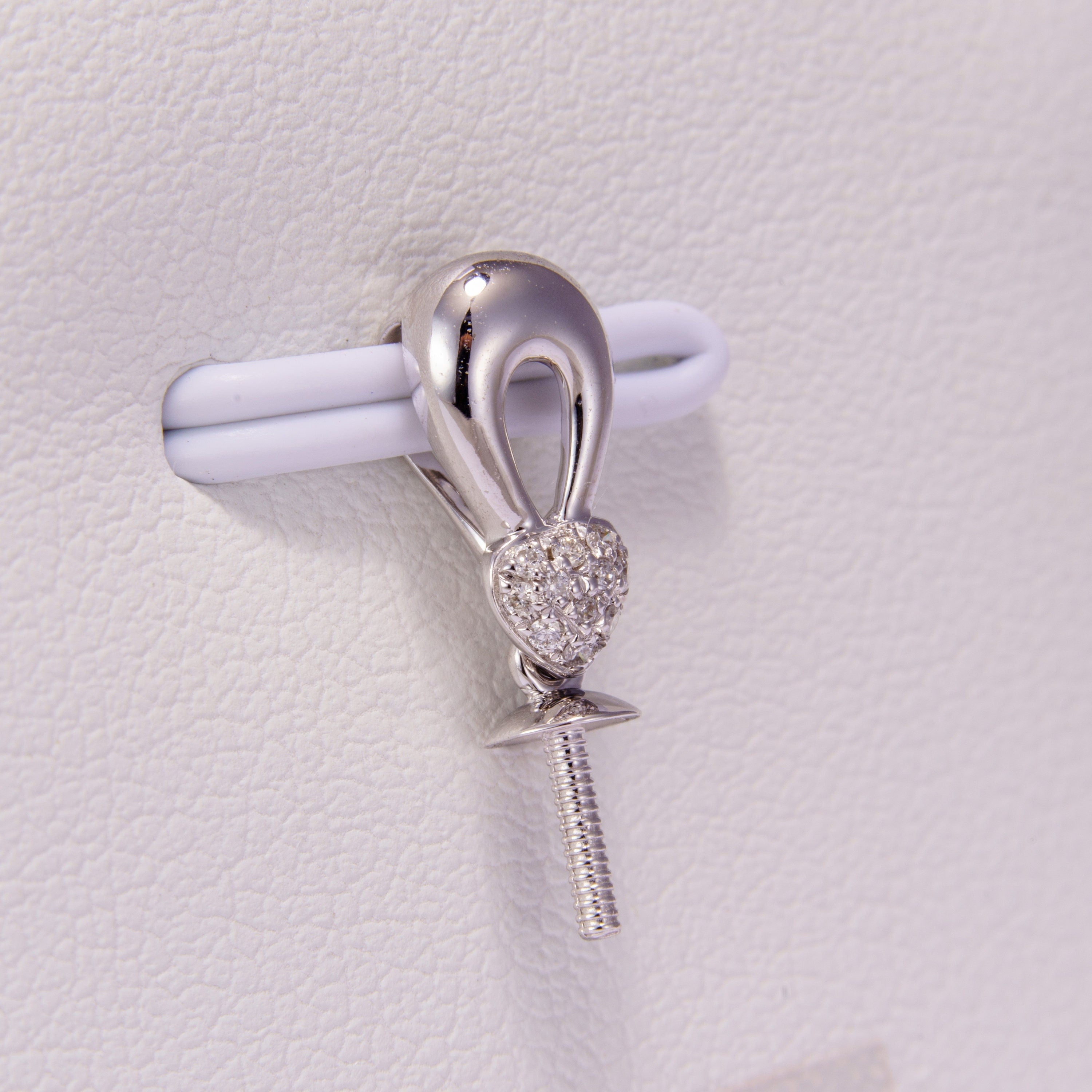 White gold pearl pendant bail - 14k, 0.84ct natural diamond, grtc lab certified